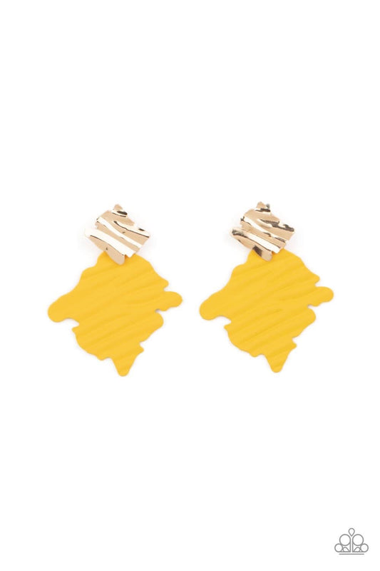 Crimped Couture Yellow Post Earring